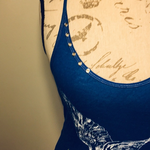 NWOT Free People blue T-strap tank top Small - Picture 2 of 8